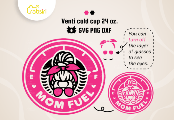 Messy Bun Mom Fuel SVG for Crafts & Graphics